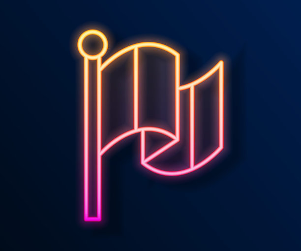 发光的霓虹灯线国旗意大利图标孤立在黑色背景。向量图片下载