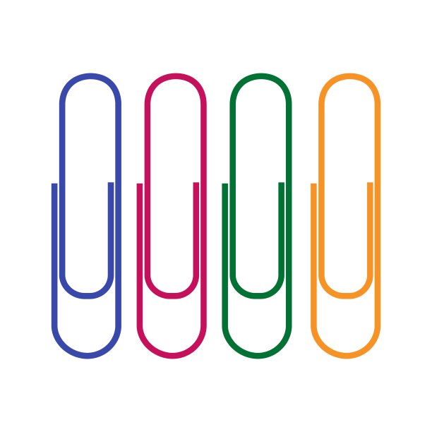 现实的回形针图标。纸夹附件。图片下载