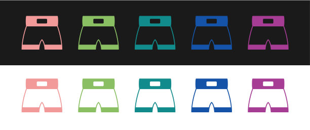 设置拳击短图标孤立在黑白背景上。向量图片下载