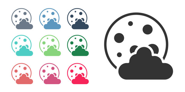 黑色圣诞之夜图标，在白色背景上隔离。圣诞快乐，新年快乐。设置图标丰富多彩。矢量图片下载