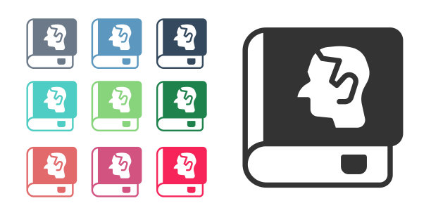 黑色法律书籍图标，白色背景上隔离。法律法官书。判断概念。设置图标丰富多彩。矢量图片下载