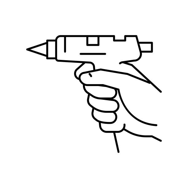 Diy工艺胶合手枪线图标矢量插图图片下载