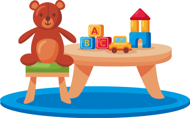 带泰迪熊的幼儿园桌子图片下载