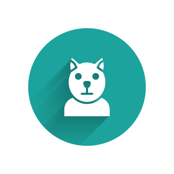 白猫图标孤立与长影动物图片下载