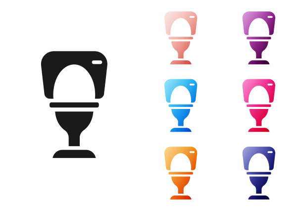 黑色抽水马桶图标孤立在白色上图片下载