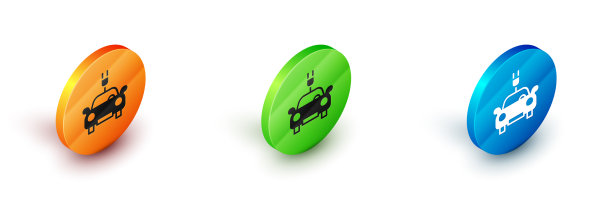 等距电动汽车和电缆插头图片下载