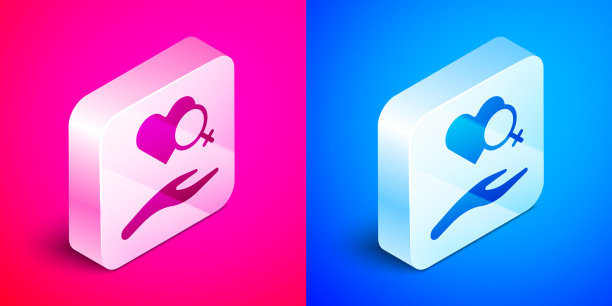 等距心脏与女性性别符号图标图片下载