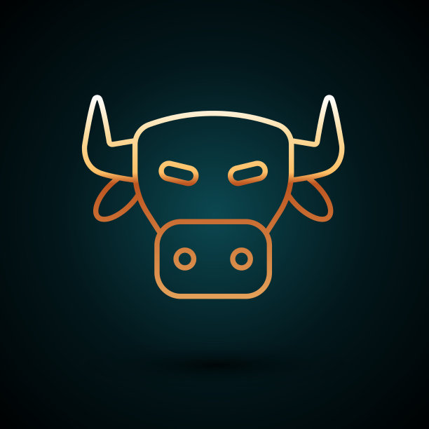 金线牛头图标孤立在深蓝色上图片下载