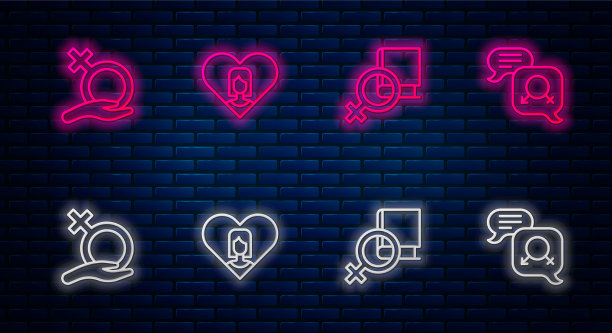 Set line heart with female book关于女性的书图片下载