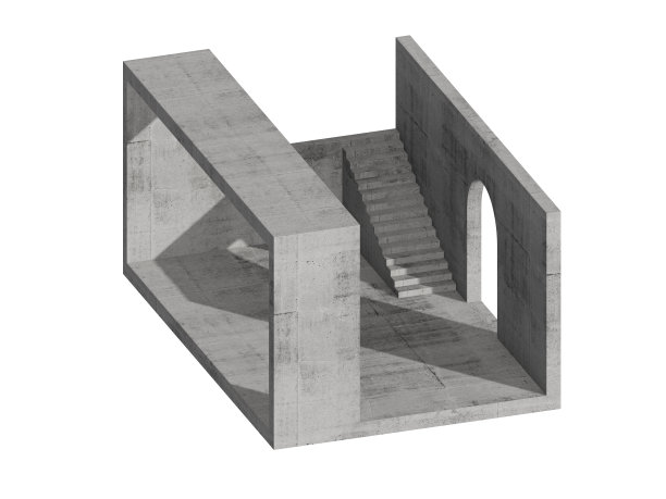 混凝土建筑对象孤立在白色，3d图片下载