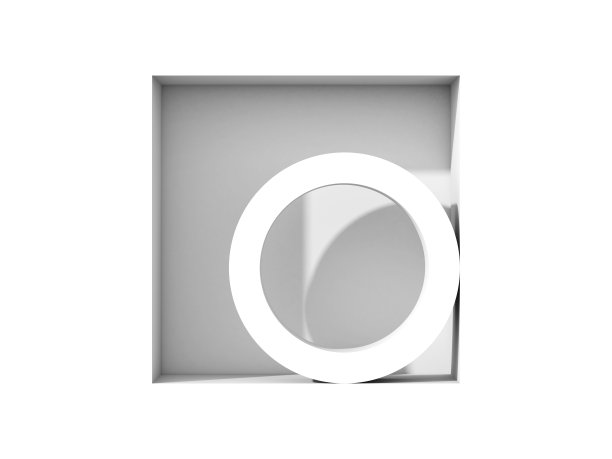 白色管对象放置在白色墙壁的正方形壁龛，3d图片下载