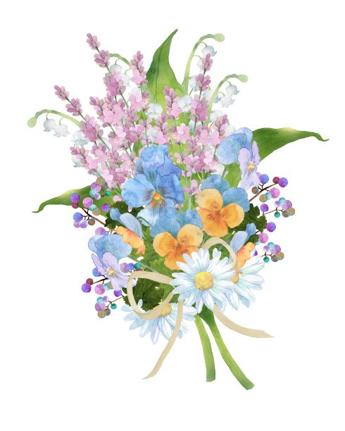水彩鲜花花束插图图片下载