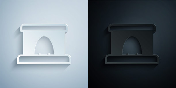 剪纸铁路隧道图标孤立的灰色和黑色背景。铁路隧道。纸艺术风格。向量图片下载