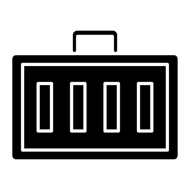 黑色白色手提箱的复古涂鸦图标。轮廓图。矢量插图。股票的形象。图片下载