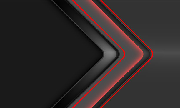 摘要红色霓虹灯箭头方向几何上的灰色金属空白空间设计现代未来的背景向量图片下载