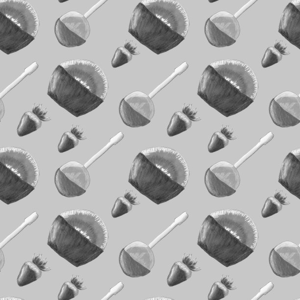 黑色和白色水果巧克力无缝图案图片下载