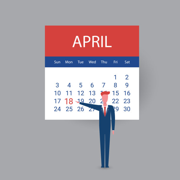 美国税务日提醒-日历设计模板2022图片下载