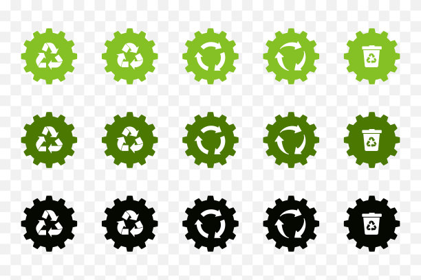 齿轮矢量图标集。图片下载