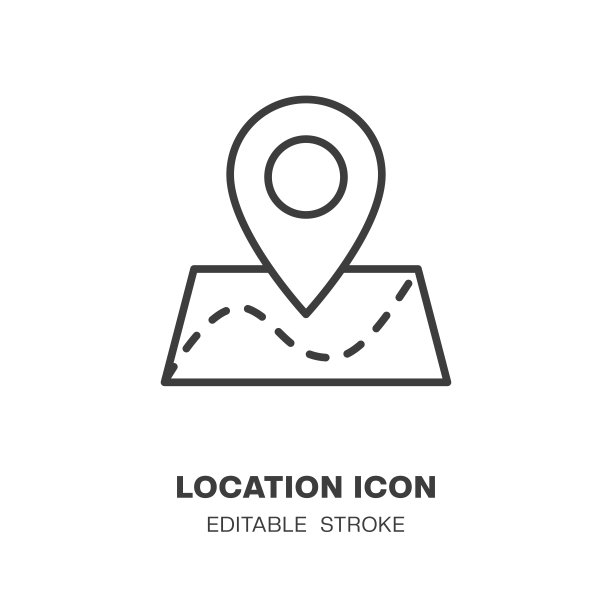 地图位置图标，导航图标线条美术设计。可编辑的笔画矢量插图图片下载
