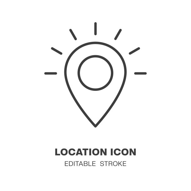 位置线图标，矢量插图可编辑的描边图片下载