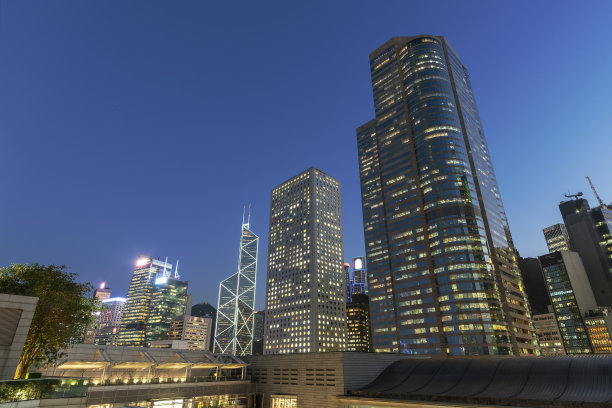 黄昏时分的香港市区景色图片下载