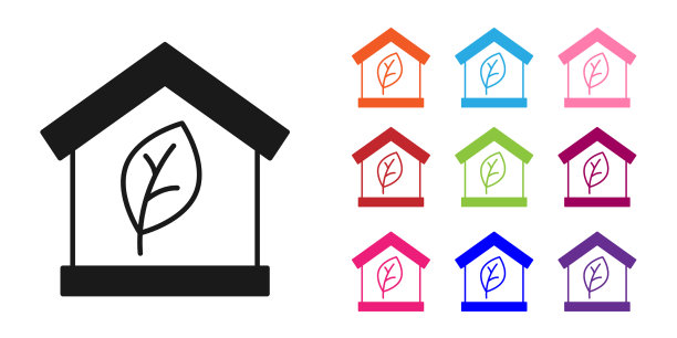 黑色环保的房子图标孤立在白色上图片下载