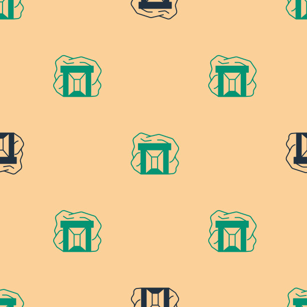 绿色和黑色金矿图标孤立无缝图片下载