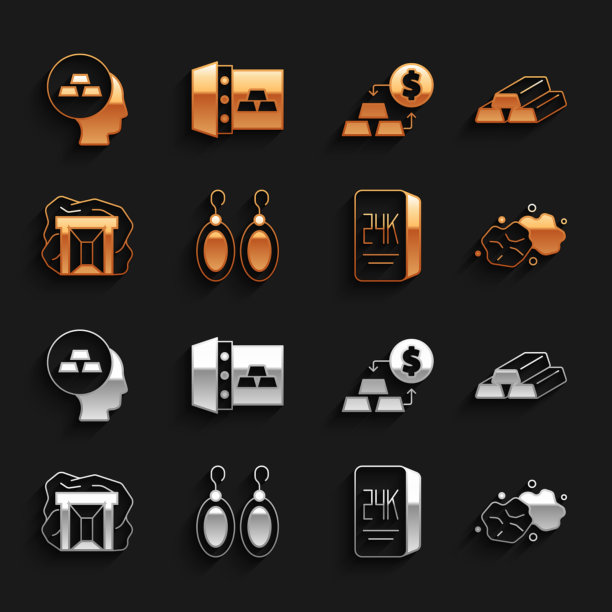 套耳环金条金块24k矿图片下载