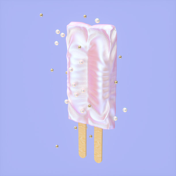 冰淇淋。3d插图艺术与食物的概念。全息结构。图片下载