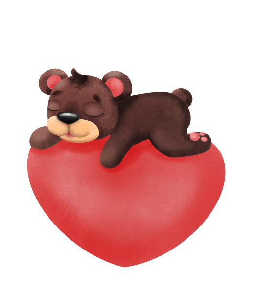 可爱的小熊睡在心里孤立的形象图片下载