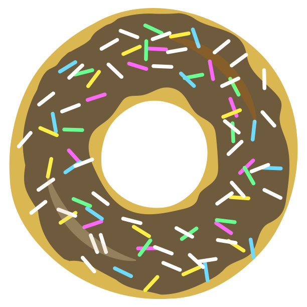 巧克力甜甜圈的插图，上面覆盖着彩色的巧克力喷雾图片下载