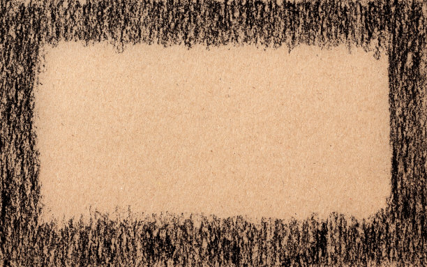 壳框架与炭笔在牛皮纸上图片下载