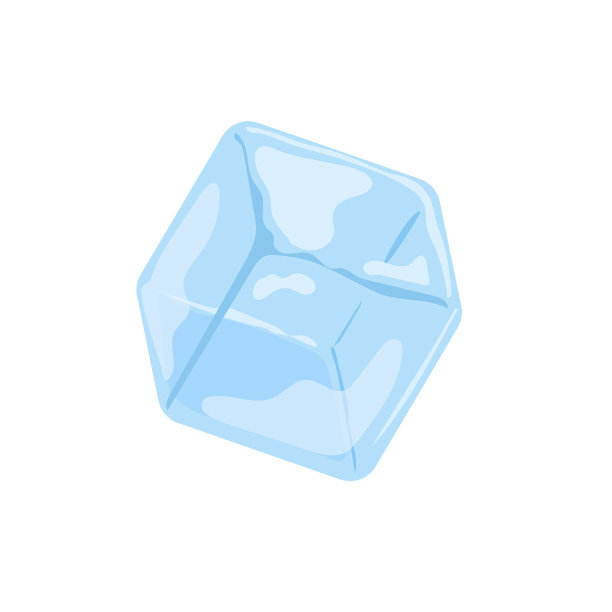 冰立方与眩光在白色卡通风格图片下载