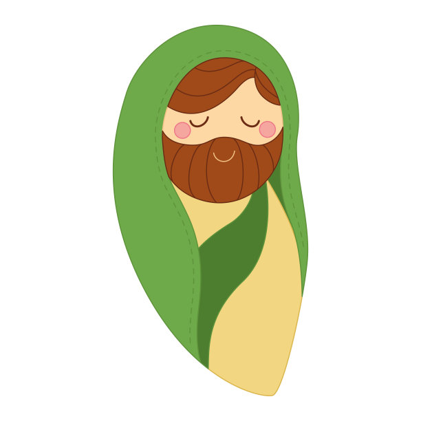 孤立约瑟夫卡通耶稣诞生的角色圣诞节季节向量图片下载