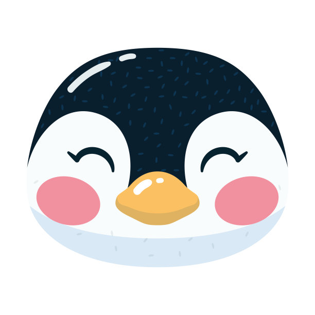 快乐可爱的企鹅脸阿凡达卡通卡哇伊矢量图片下载