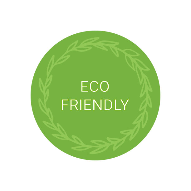 生态友好的标签。圆形徽章与花架。向量贴纸图片下载