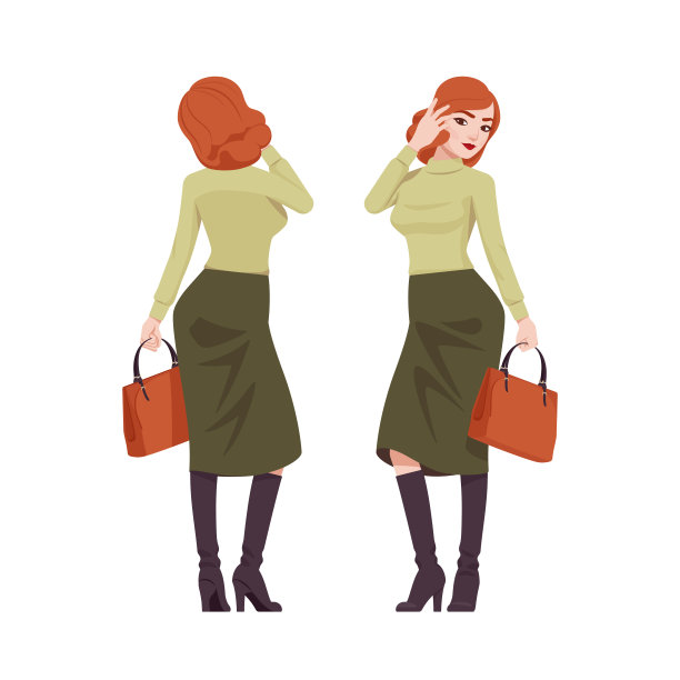 红发女秘书，迷人的红发女商人站着图片下载