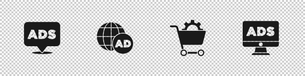 设置广告，，购物车和图标。向量图片下载