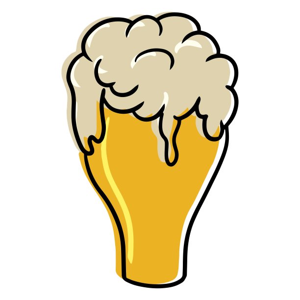 极简的酒精主题图片，杯子里的泡沫啤酒。矢量图图片下载