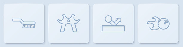 设有球台刷线、桌球、休息及保龄球。白色正方形按钮。向量图片下载