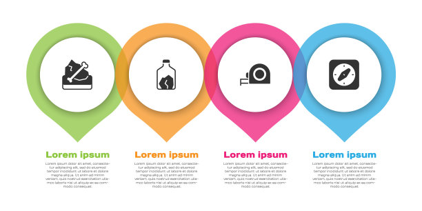 集考古，采矿，轮盘赌建设和指南针。业务信息模板。向量图片下载