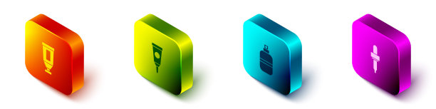 设置等距面霜或乳液化妆品管，，香水和移液器图标。向量图片下载