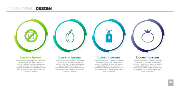 设置无麸质谷物，梅子水果，有机化妆品和番茄。业务信息模板。向量图片下载
