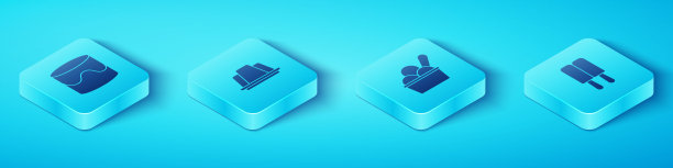 设置等距蛋糕，果冻蛋糕，冰淇淋和碗图标。向量图片下载