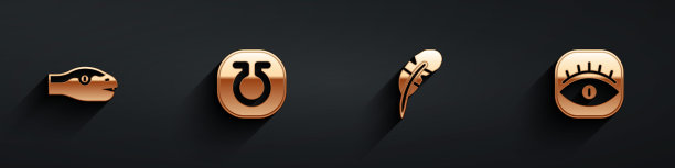 设置蛇，生命，羽毛笔和泥瓦匠图标为长阴影。向量图片下载