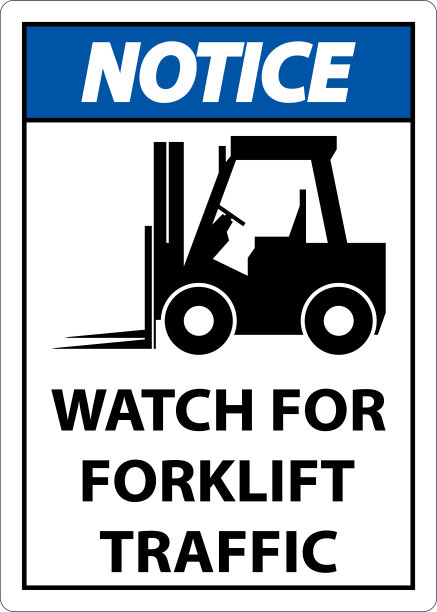 白色背景的叉车交通标志双向注意图片下载