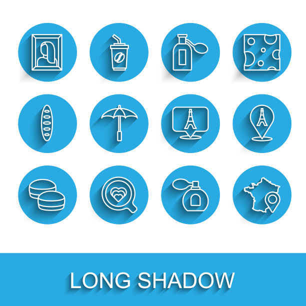 设定线马卡龙饼干咖啡杯肖像图片下载