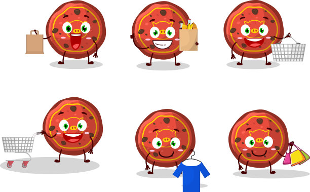 一个丰富的红色饼干猪吉祥物设计风格前进图片下载