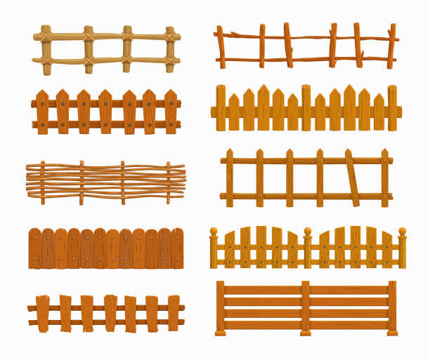 卡通木栅栏设置花园栅栏图片下载