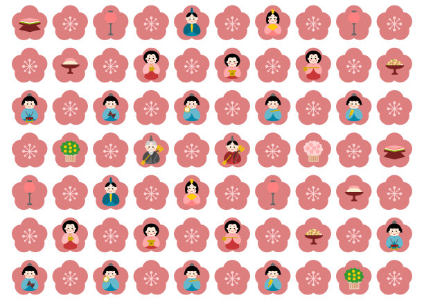 女儿节矢量插图。女儿节是日本的女孩节或玩偶节。花的背景图案。图片下载
